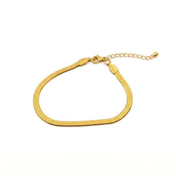 Gold_Plated_Flat_Snake_Silk_Chain_Bracelet_For_Women